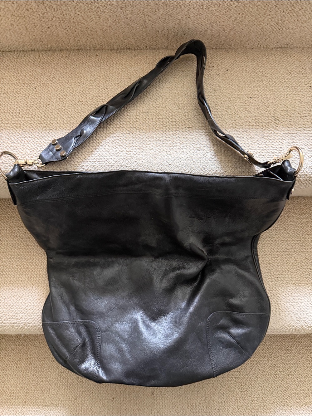 Foley + Corinna Black Leather Shoulder Bag with Braided Strap